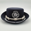 Sombrero de vestir de polic&iacute;a ceremonial personalizado, sombrero de desfile de uniforme Formal con insignia bordada y cord&oacute;n trenzado