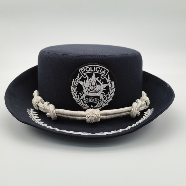 Sombrero de vestir de polic&iacute;a ceremonial personalizado, sombrero de desfile de uniforme Formal con insignia bordada y cord&oacute;n trenzado