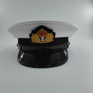 Casquette navale de haute qualit&eacute; avec broderie, chapeaux de c&eacute;r&eacute;monie de la marine, chapeaux de marin blancs, chapeaux de capitaine de Yacht