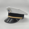Gorro de uniforme de seguridad de conserje de propiedad de alta gama Gorra de visera transpirable de malla blanca con banda dorada