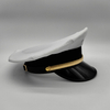 Gorro de uniforme de seguridad de conserje de propiedad de alta gama Gorra de visera transpirable de malla blanca con banda dorada
