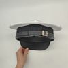 Gorro de uniforme de seguridad de conserje de propiedad de alta gama Gorra de visera transpirable de malla blanca con banda dorada